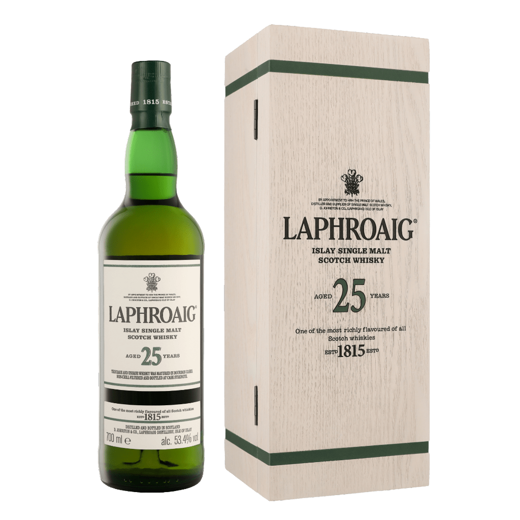 Laphroaig 25 Years + Wooden GB 70cl Single Malt Whisky