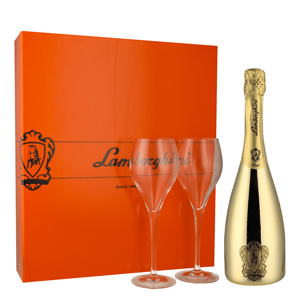 Lamborghini Brut Spumante Gold + 2 glazen 75cl Geschenken