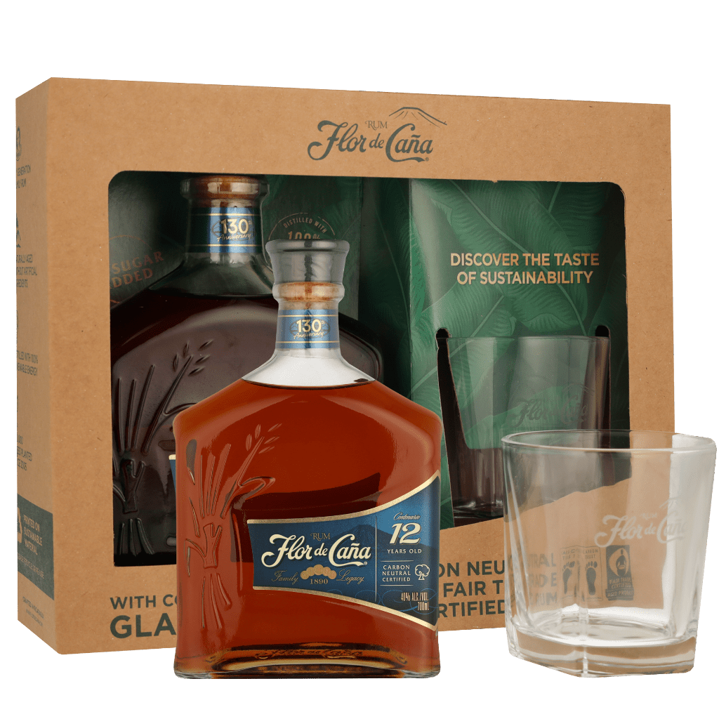 Flor De Cana 12 Years Giftset 70cl Rum Geschenken