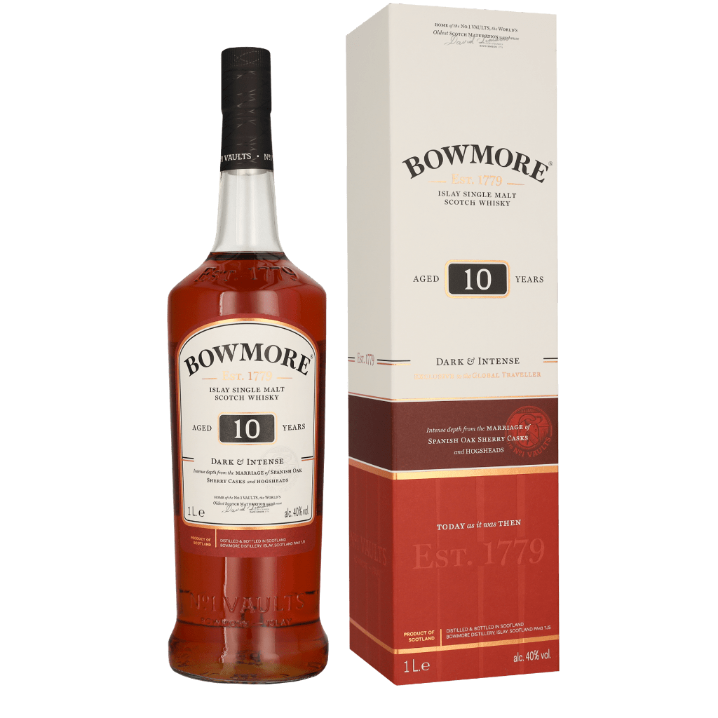 Bowmore 10 Years Dark & Intense 1ltr Single Malt Whisky + Giftbox