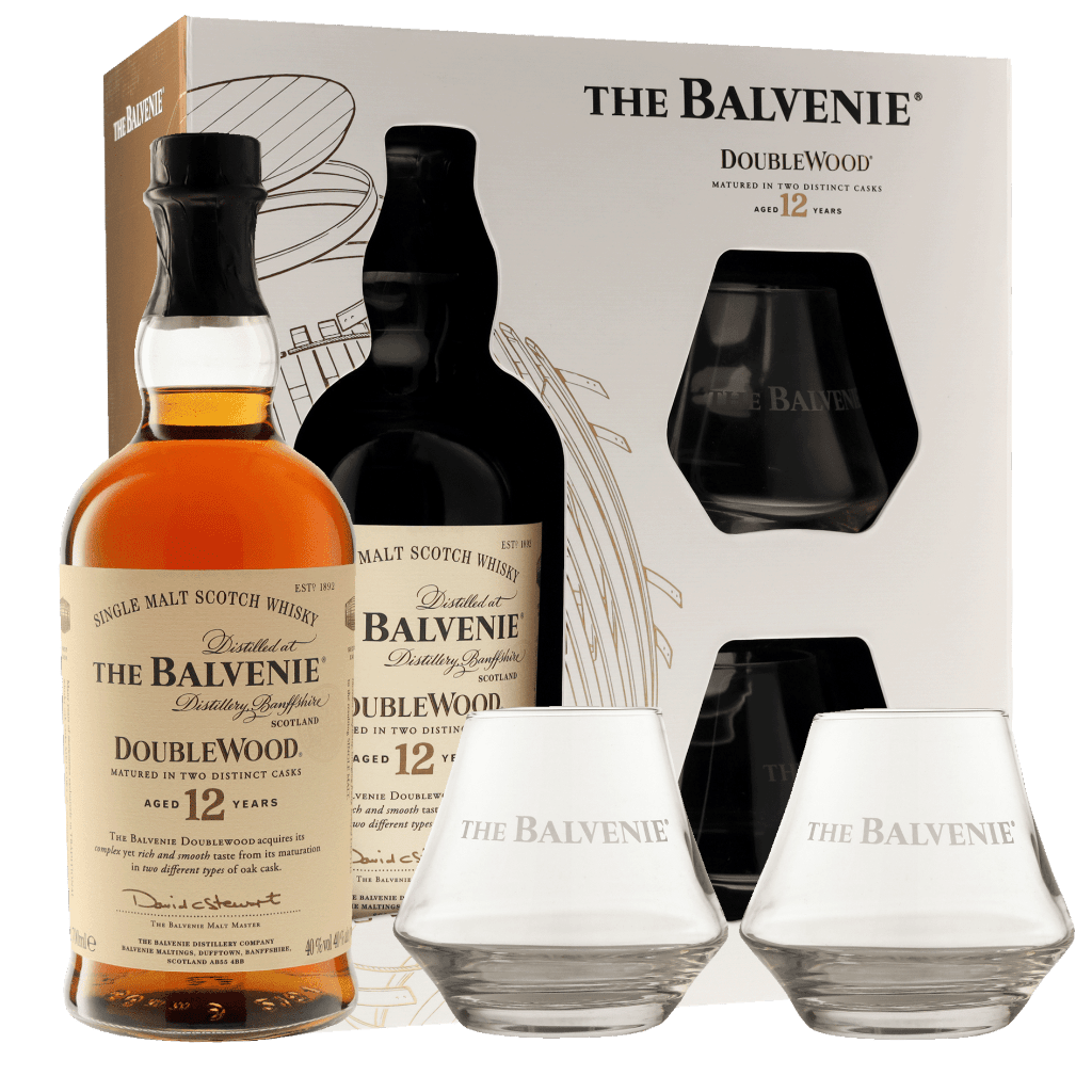 Balvenie 12 Years DoubleWood + 2 glazen 70cl Whisky Geschenken