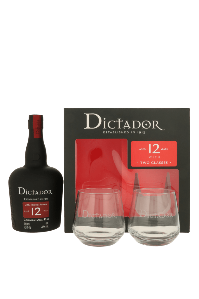 Dictador 12 Years + 2 glazen 70cl Rum Geschenken