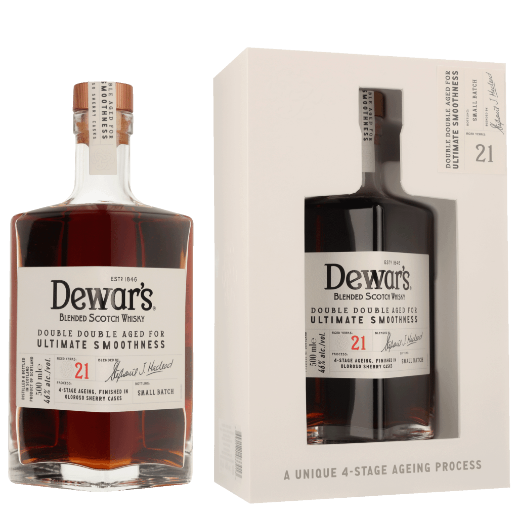 Dewar&apos;s 21 Years Double Double Aged 50cl Blended Whisky + Giftbox